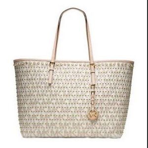Michael Kors Signature Jet Set Gold Stud Tote